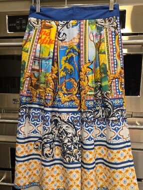 ASOS Blue-Trim Floral Print Skirt